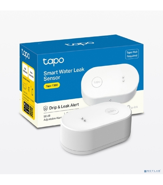 Датчик протечки воды TP-Link Tapo T300 868 МГц, питание от двух батареек AAA, звуковой сигнал 90 дБ, IP67