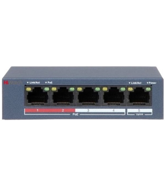 Коммутатор HiWatch DS-S504P(B) 5x100Mb 4PoE+ 35W неуправляемый