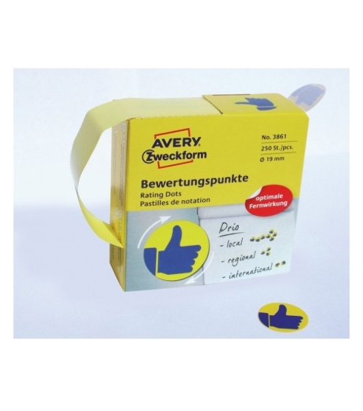 Этикетки Avery Zweckform 3861 250шт на листе диаметр 19мм/70г/м2/желтый самоклей. универсальная (упак.:1рул)