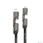 Кабель Rexant 4в1 USB-А – Type-C, Lightning – Type-C, 60Вт, 1м, в черной оплетке, фото4