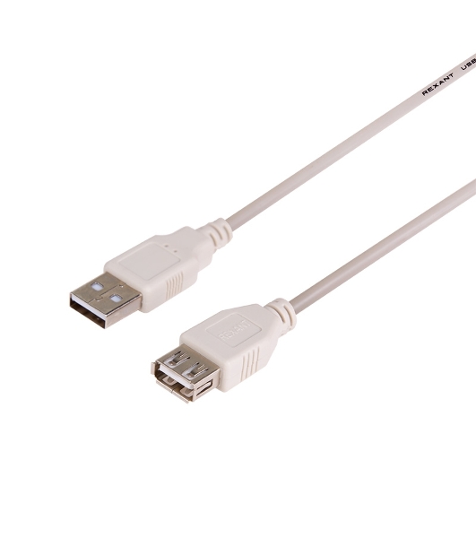 Кабель USB Rexant (шт. USB A - гн. USB A) 3 метра, серый