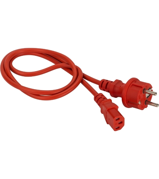 Шнур питания Lanmaster C13-Schuko прямая, 3х0.75, 220В, 10А, красный, 1.5 метра