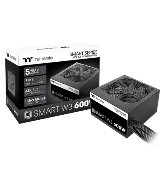 Блок питания Thermaltake Smart W3 600W, ATX 3.1, APFC, 12cm Fan, 80 PLUS, Retail