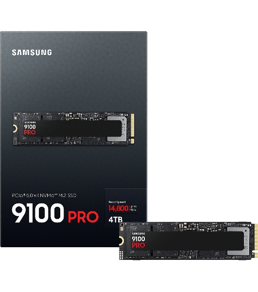 Накопитель SSD 4Tb Samsung 9100 PRO, M.2, PCI-E 5.0 x4, TLC 3D NAND R/W - 14800/13400 Mb/s