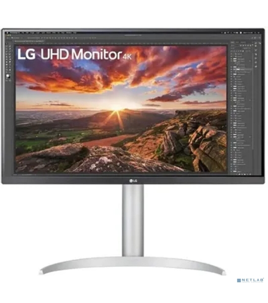 Монитор 27' LG UltraFine 27UP850K-W IPS 3840x2160, 60 Гц, 5 мс, 16:9, 400 кд/м², 2xHDMI 2.0, DP 1.4, USB-C, USB Hub (2x USB 3.0), 3.5 Jack, FreeSync, черный/серебристый