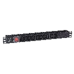 Блок розеток горизонтальный ExeGate ServerPro PDU-19H001 Al-10С13-C14-SW, 1U, Алюминий, 10 IEC 320 C13, С14, выкл. с подсветкой, черный, фото 1