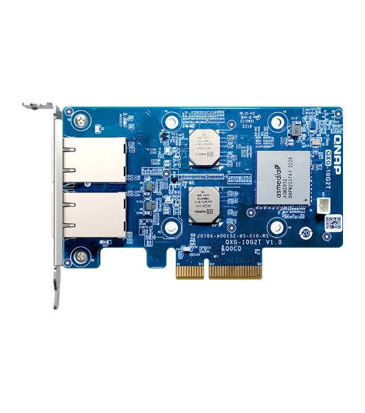 Сетевая карта QNAP QXG-10G2T Dual-port BASET 10GbE network expansion card; low-profile form factor; PCIe Gen3 x4