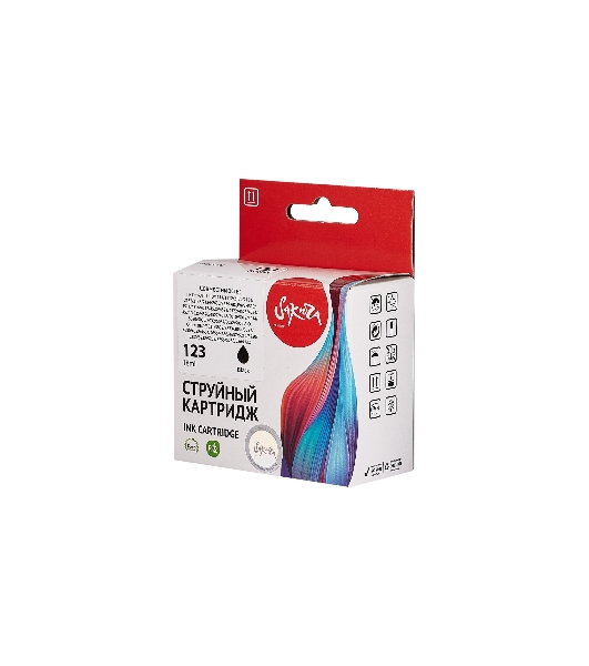 Картридж струйный Sakura F6V17AE (№123 Black) для HP, черный, 18 мл., 600 к.