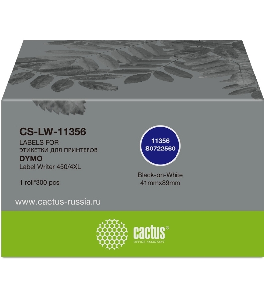 Этикетки Cactus CS-LW-11356 сег.:89x41мм черный белый 300шт/рул Dymo Label Writer 450/4XL