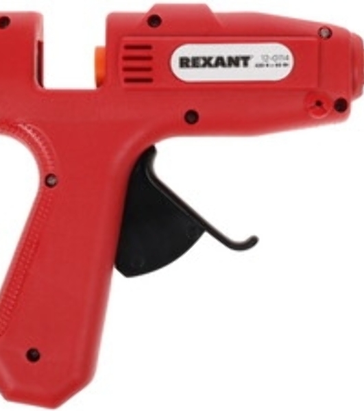 Пистолет клеевой Rexant, 60 Вт, Ø11 мм, ПРОЗРАЧНЫЙ корпус, с кнопкой, блистер