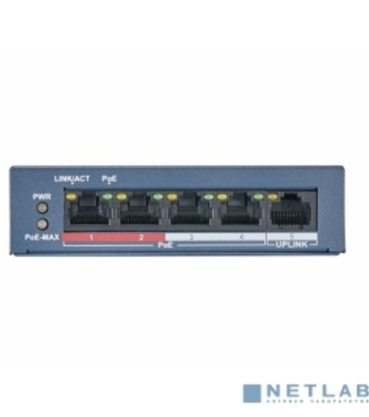 Коммутатор HiWatch DS-S504P(B) 5x100Mb 4PoE+ 35W неуправляемый