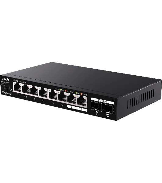 Коммутатор сетевой Tenda TEM2010X Настольное исполнение 8x10Base-T/100Base-TX/1000Base-T 2xSFP+ 12 Вт TEM2010X