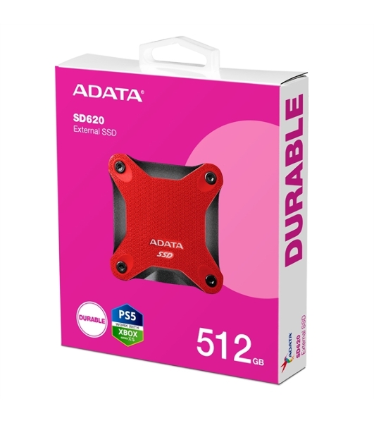 Внешний SSD ADATA SD620, 512Gb, USB 3.2 Gen 2 Type-A, R/W 520/460, красный