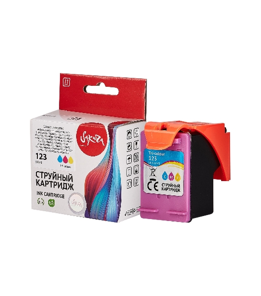 Картридж струйный Sakura F6V16AE (№123 Tri-colour) для HP, триколор, 18 мл., 330 к.