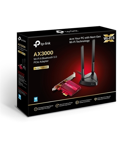 Адаптер TP-Link Wi-Fi 11AX 3000Mbps dual-band PCI-E adapter, two external Antennas