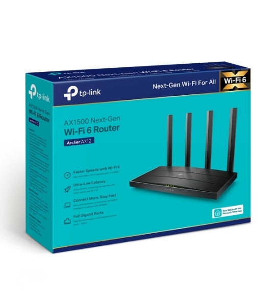 Роутер TP-Link AX1500 Dual-Band Wi-Fi 6 RouterSPEED: 300 Mbps at 2.4 GHz + 1201Mbps at 5 GHzSPEC: 4× Antennas, 1GHz Dual Core CPU, 1× Gigabit WAN Port + 3× Gigabit LAN Ports, 1024-QAM, OFDMAFEATURE: Tether App, WPA3, Access Point Mode, IPv6 Supported, IPTV, Bea