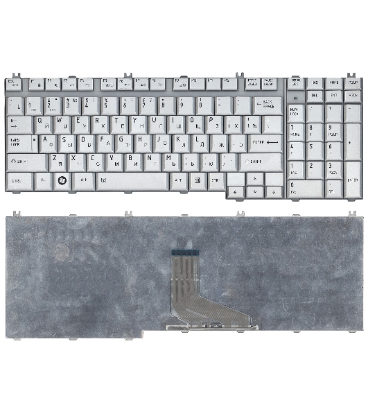 Клавиатура для ноутбука Toshiba Satellite P205-S6237 серебристая (шлейф по центру)