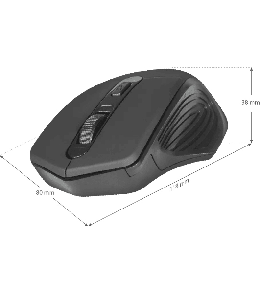 Мышь беспроводная Defender Datum MB-345 черный, 1600 dpi, радиоканал, USB, кнопки - 4