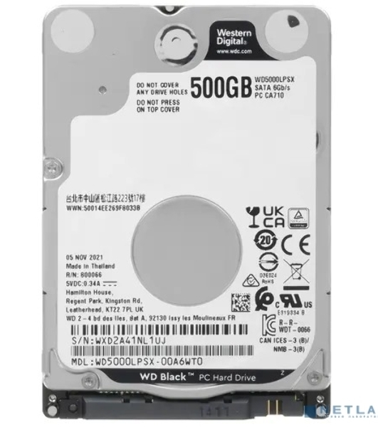 Жесткий диск Western Digital Black 500Gb 2,5' 7200RPM 64МB (SATA-III) Mobile