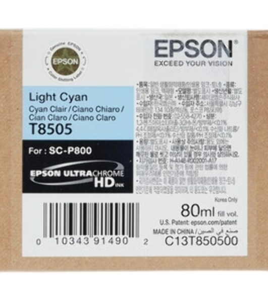 Картридж струйный Epson T8505 светло-голубой (80 мл.) для SureColor SC-P800