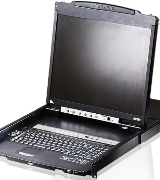 Переключатель KVM Консоль управления 16-портовый LCD 19'(1280x1024), лат./рус. клав., 16-портовый KVM-переключатель, +1 remote user(SPHD18(Male)),2хUSB(Тип а Female), KVM-порты: SPHD15(Female), каскадирование. 16P Dual RAIL LCD KVMP SWITCH 19INCH