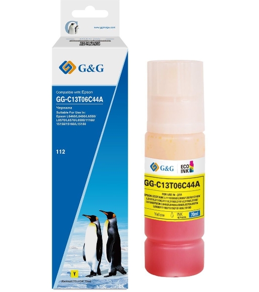 Чернила G&G GG-C13T06C44А №112 желтый70мл для Epson L6550/6570/11160/15150/15160