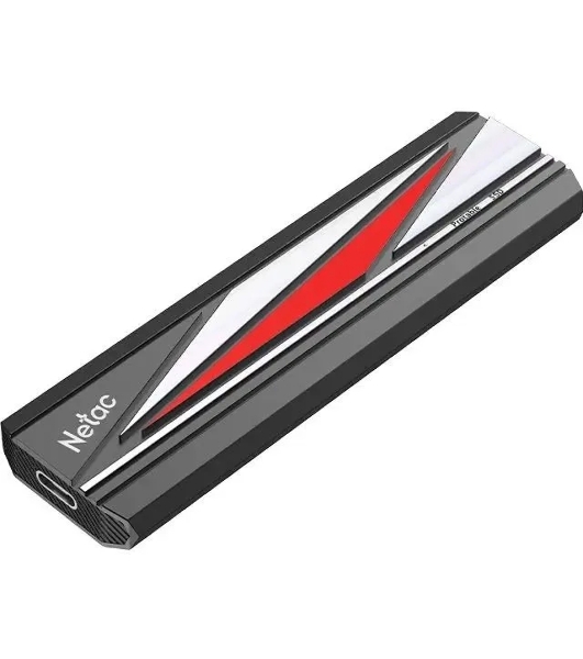 Внешний SSD Netac ZX20L, 2TB, USB 3.2 Gen 2 Type-C, R/W 2000/1800, черный/красный