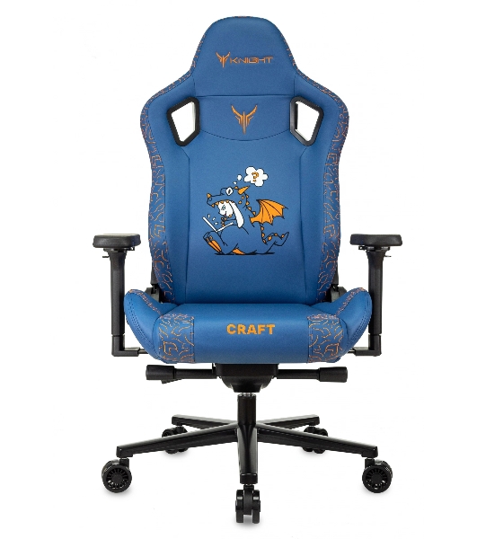 Кресло игровое Knight Craft Dragon синий эко.кожа крестов. металл