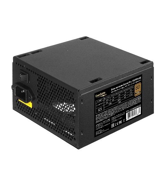 Блок питания серверный 700W ExeGate EX292205RUS ServerPRO 80 PLUS Bronze, 700PPH-SE (ATX, for 3U+ cases, APFC, КПД 89% (80 PLUS Bronze), 12cm fan, 24pin, 2x(4+4)p, 4xPCI-E, 6xSATA, 3xIDE, box, black)
