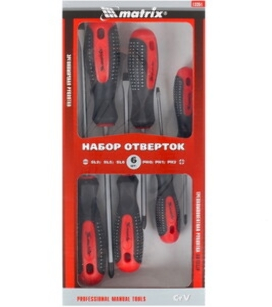 Отвертка MATRIX 13351проф. fusion crv 3компонентная рукоятка antislip 6шт.