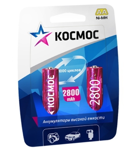 Аккумулятор Космос KOCR6NIMH2800MAH2BLR6 NiMn 2800мА·ч BP-2(блист.2шт.) ЦЕНА ЗА 1 шт