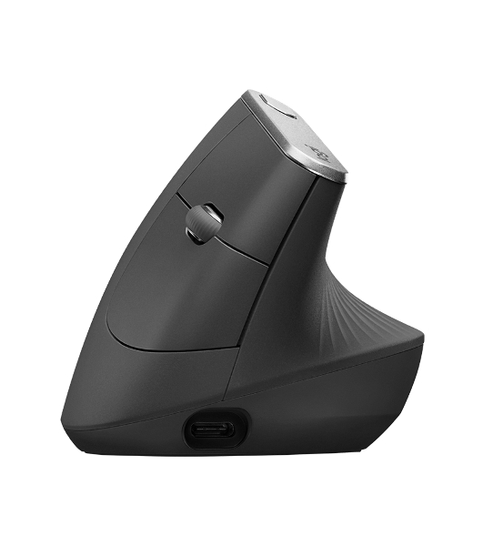 Мышь беспроводная/проводная Logitech MX Vertical графитовый, 4000 dpi, радиоканал, Bluetooth, USB, кнопки - 6
