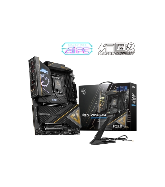 Материнская плата MSI MEG Z890 ACE, LGA 1851, Intel Z890, 4xDDR5, 4xSATA, 5xM.2, 1xPCIe 5.0 x16, 1xPCIe 5.0 x8, 1xPCIe 4.0 x4, 1xHDMI, 1x 10Gb LAN, 11xUSB-A 3.2 Gen 2, 2xUSB-C 3.2 Gen 2, 2xThunderbolt 4, 2x3.5 мм, 7.1, ATX