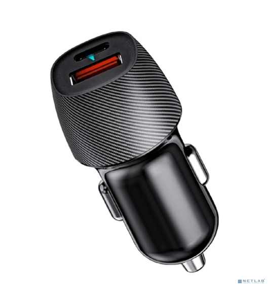 Автомобильное зарядное устройство с двумя портами Rexant (USB-A QC 3.0 + USB-C PD) со световой индикацией, 38Вт, черное