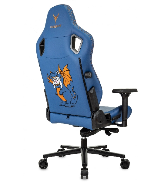 Кресло игровое Knight Craft Dragon синий эко.кожа крестов. металл