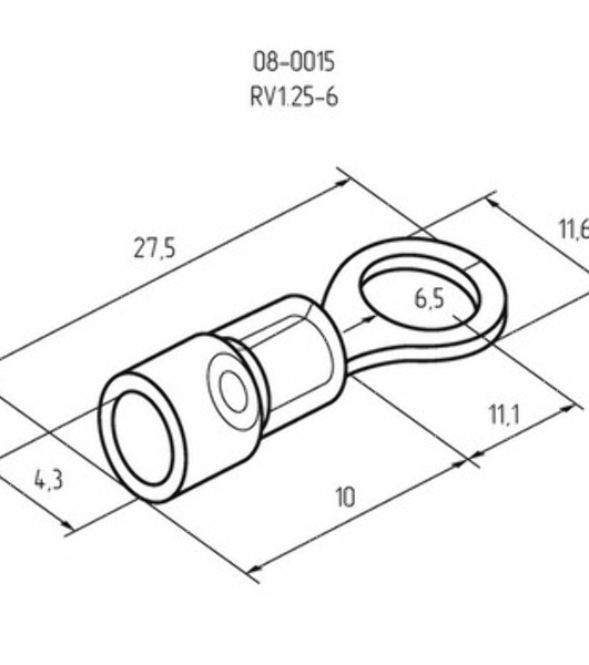 Наконечник кольцевой Rexant изолированный, ø6.5 мм, 0.5-1.5 мм², НКи 1.5-6/НКи 1,25-6/RV1.25-6, красный, в упак. 10 шт.