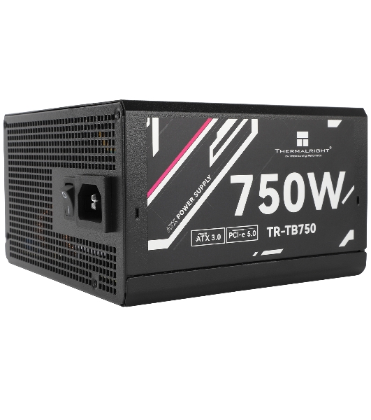 Блок питания Thermalright, 750W 80+ Bronze (ATX, 3.0, PCIe 5.0, Full modular, 1x24(20+4)pin, 2xCPU 8(4+4)pin, 4xPCIe*2 8(6+2)pin, 3xSATA3, 1x12+4pin (12VHPWR PCIe 5.0 12+4pin 600mm), 3xMOLEX4pin, Active, 120x120мм, 150x140x86mm, APFC, black)