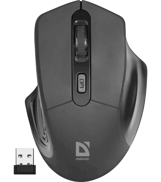 Мышь беспроводная Defender Datum MB-345 черный, 1600 dpi, радиоканал, USB, кнопки - 4