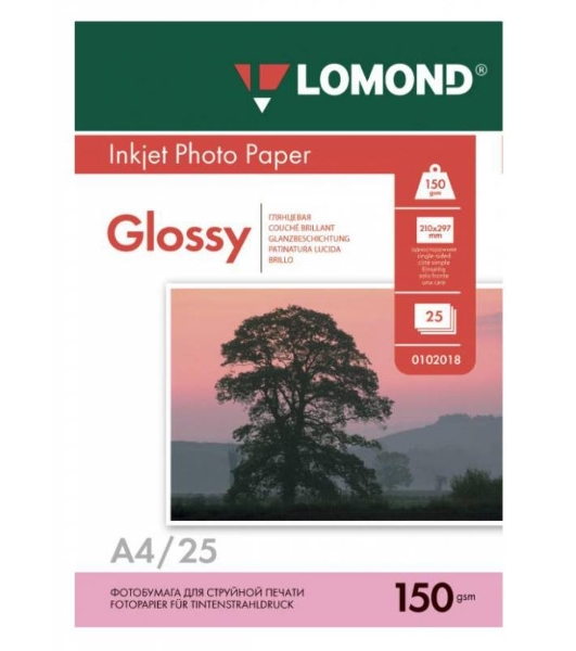 Фотобумага Lomond 0102043 A4/150г/м2/25л./белый глянцевое для струйной печати