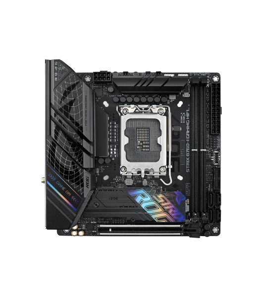 Материнская плата ASUS ROG STRIX B760-I GAMING WIFI, LGA 1700, Intel B760, 2xDDR5, 4xSATA, 2xM.2, 1xPCIe 5.0 x16, 1xHDMI, 1xDP, 1x 2.5Gb LAN, 3xUSB-A 2.0, 3xUSB-A 3.2 Gen 1, 1xUSB-C 3.2 Gen 1, 1xUSB-C 3.2 Gen 2x2, 5x3.5 мм, 7.1, Mini-ITX