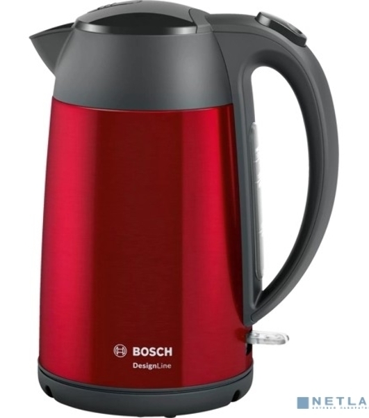 Электрочайник Bosch TWK3P424 красный, 1.7 л, 2400 Вт, скрытый нагревательный элемент