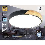 Потолочный светодиодный светильник Ambrella light FZ1305 BK/LW черный/светлое дерево 36W 5000K D400*50 (без ПДУ), фото 1