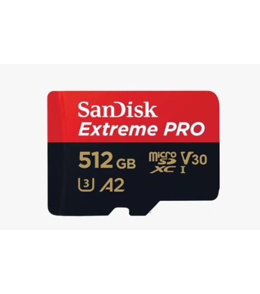 Флеш карта microSD 512Gb SanDisk microSDXC Class 10 UHS-I A2 C10 V30 U3 Extreme Pro (SD адаптер) 200Mb/s