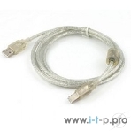 Кабель USB2.0 Pro Cablexpert CCF-USB2-AMBM-TR-6, AM/BM, 1,8м, экран, феррит.кольца, прозрачный, пакет, фото2
