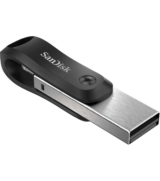 Флешка USB SanDisk IX60N iXpand Go (SDIX60N-064G-GN6NN), 64Gb, USB 3.0/Lightning, R/W 150/70, черный/серебристый