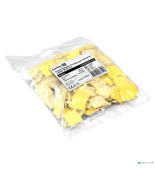 Самоклеющаяся площадка для крепления стяжек ExeGate EX293143RUS STM2525W-100 (25х25 мм, halogen free, -40°C - +85°C, белая, 100 шт)