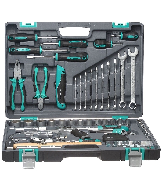 Набор инструментов Stels 141111/2'' 1/4'' CrV пластиковый кейс  98 предм.
