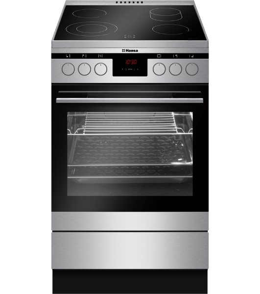 Плита электрическая Hansa FCCX58225 серебристый, конфорок 4 шт, духовка 65 л, 50 см x 85 см x 60 см
