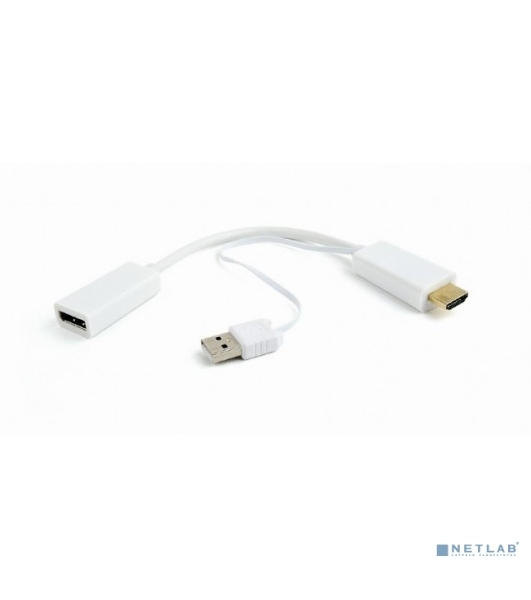 Конвертер HDMI->DisplayPort, Cablexpert DSC-HDMI-DP-W, HD19M+USBxHD20F, белый