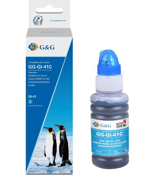 Чернила G&G GG-GI-41C голубой 70мл для Canon PIXMA G1420/G1430/G2420/G2430/G2460/G3420